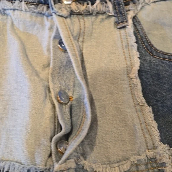 Wild Fable Patchwork Highest Rise Cut Off Shorts - Picture 2 of 9